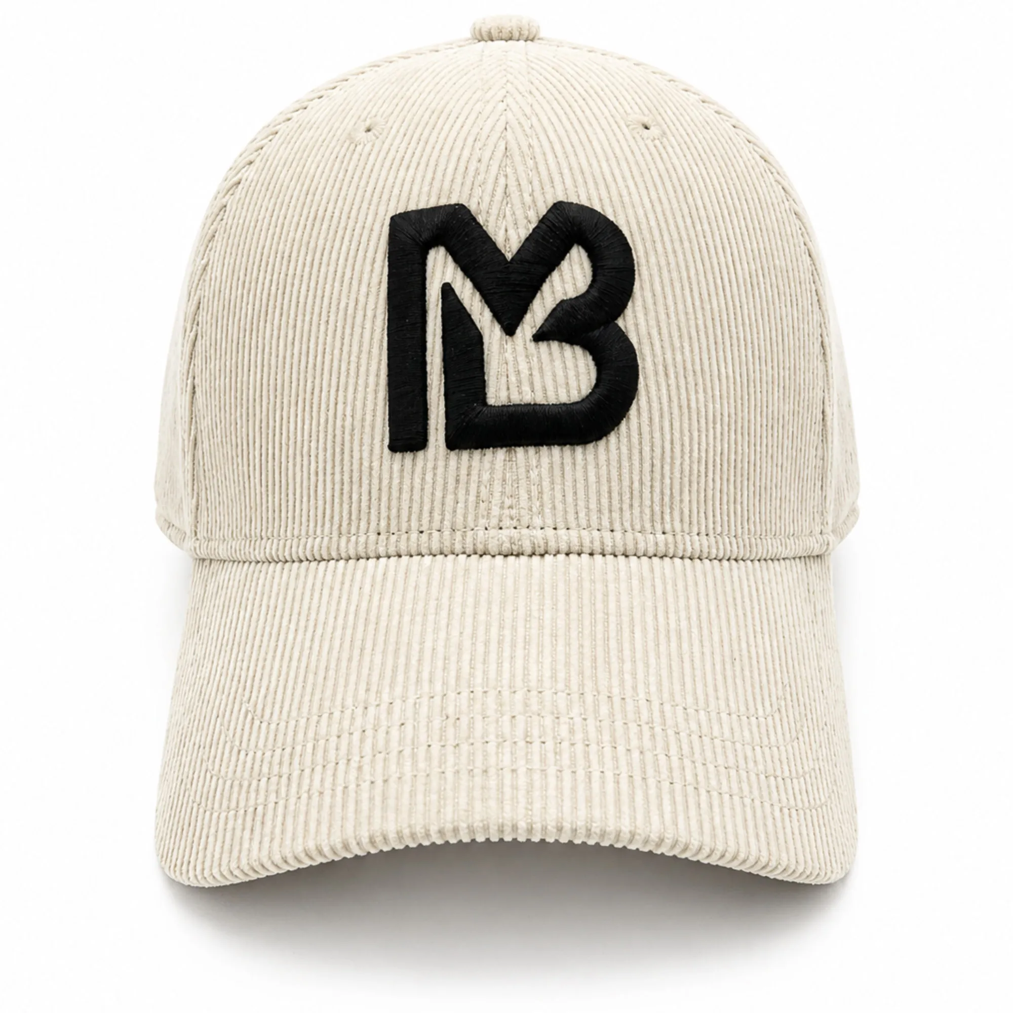Cappello The Alabaster in velluto a coste, vista tre quarti con firma laterale